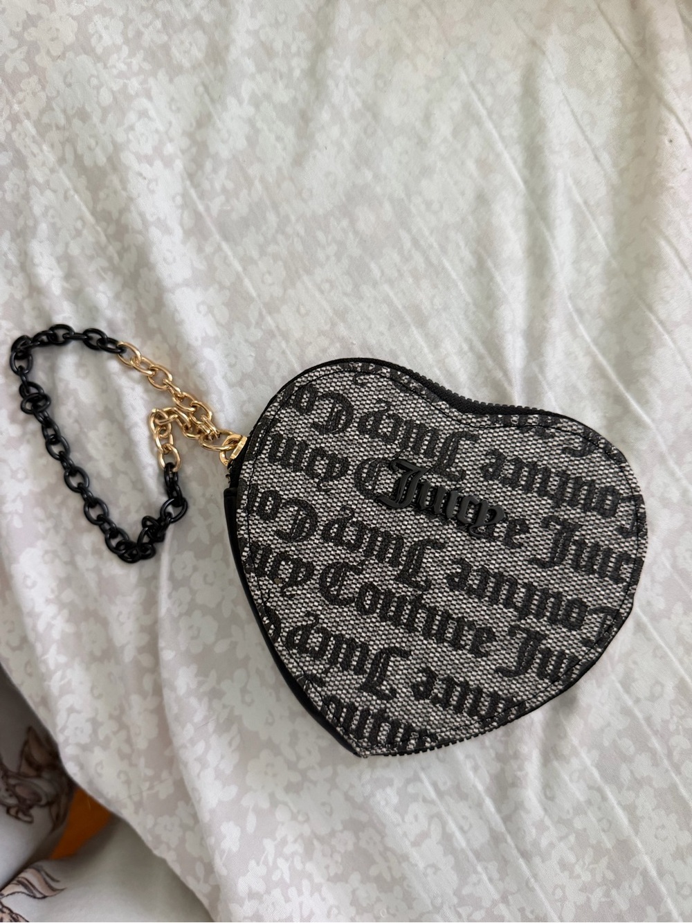 Juicy Couture Black and Gold Heart Wristlet